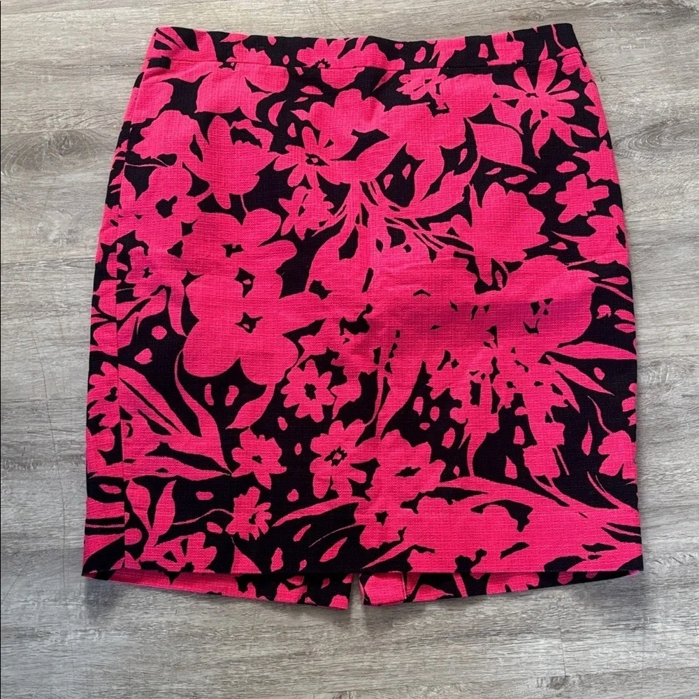 J. CREW Floral Pencil Linen-Like Slit Lined Skirt 14